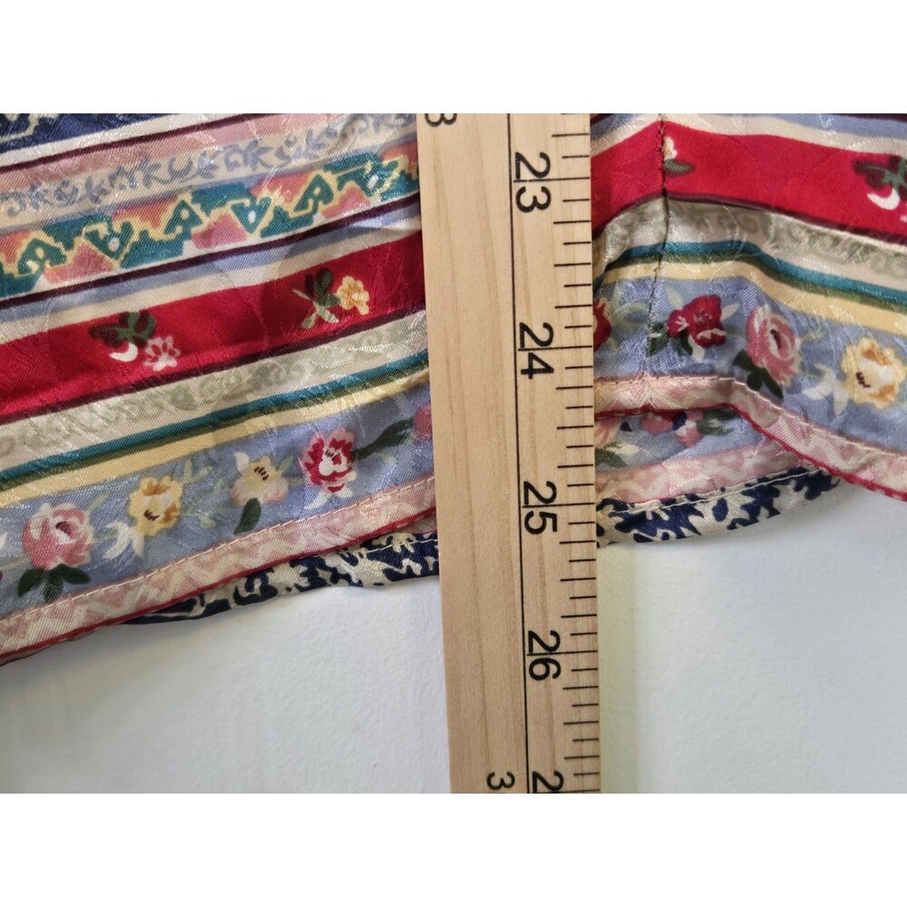 VTG Talbots Blouse Womens 4 Striped Floral 100% Silk Boho Artsy Whimsy Fairy - Picture 6 of 8